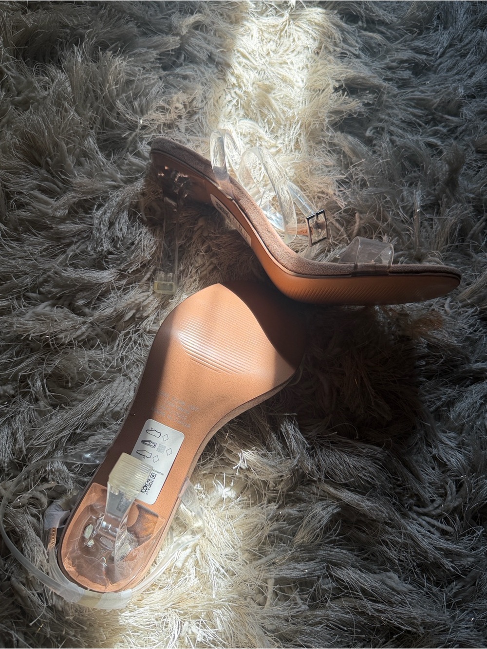 ASOS Clear-Strap Nude Pink Heel Sandals